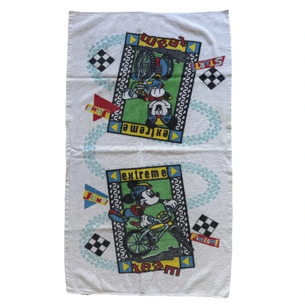 VTG Mickey Mouse Beach Towel Extreme Team Motocross Biker‎ USA 40